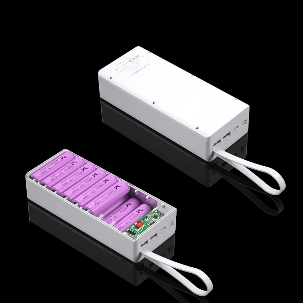 1618650 battery charger box power bank holder case dual usb lcd display support quick wireless charger battery shell storage free global shipping