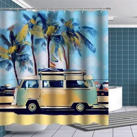 shower curtain tour bus on sandbeach shower curtain funny fabric bathroom curtain sets vw bus bathroom decoration 70x70 inches
