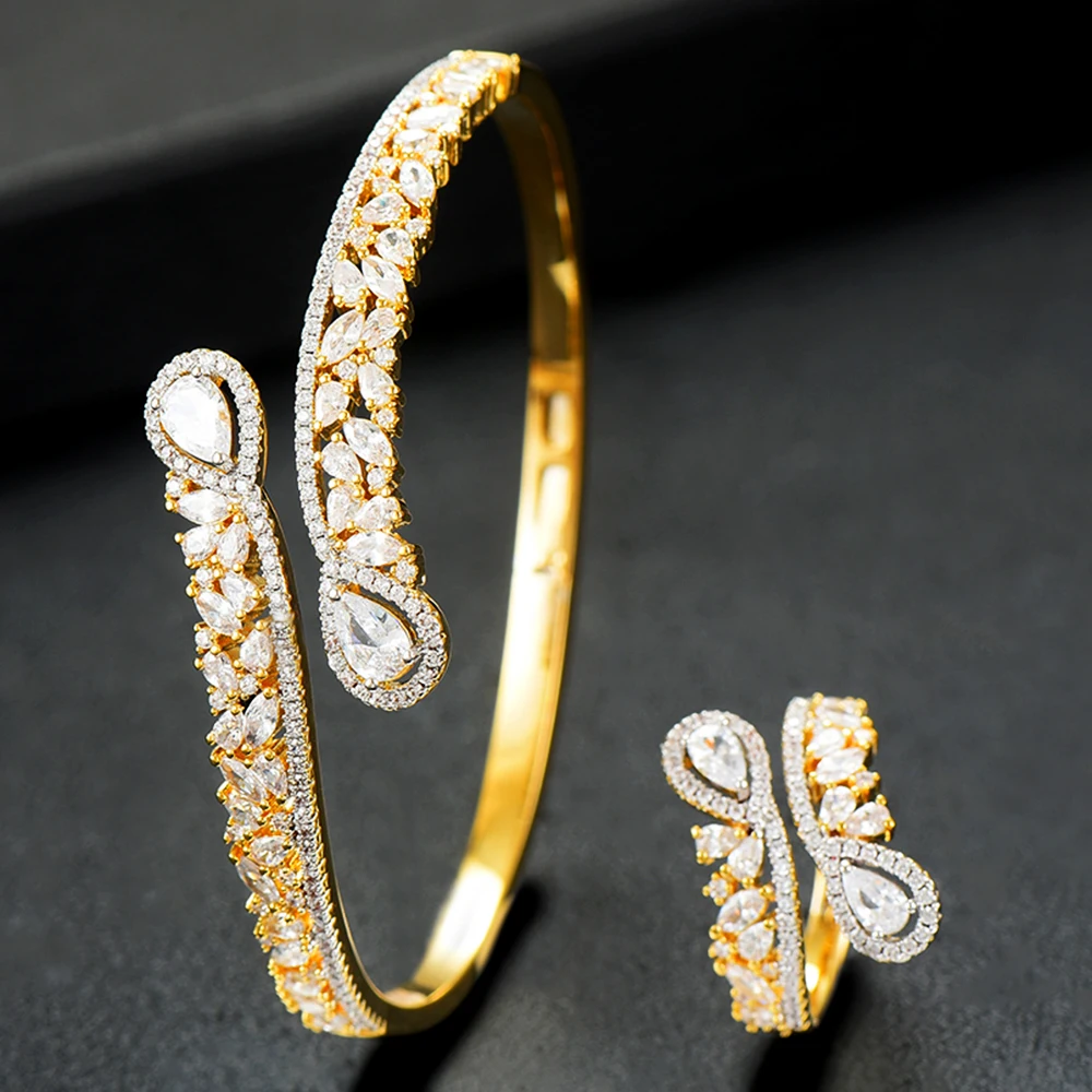 GODKI роскошный набор колец с угловым крылом 2 шт. ювелирные наборы для женщин