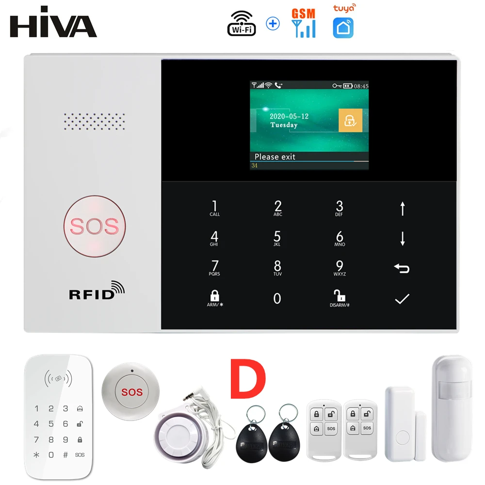 

PG-105 Wireless WIFI GSM Home Security Alarm System Tuya Smart Life APP with Motion Sensor Keypad SOS Compatible Alexa & Google