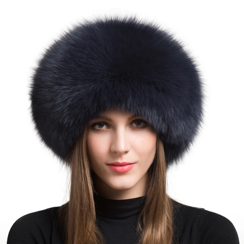 

Женская меховая шапка, зимняя теплая шапка из 100% натурального Лисьего меха, шапка в русском стиле, женская модная зимняя шапка с ушками