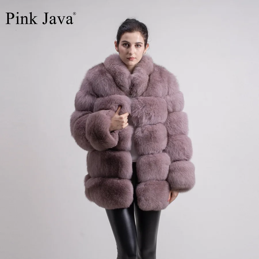 Розовая java QC8142 новая модель женская шуба из натурального Лисьего меха с воротником из лисьего меха пальто с длинными рукавами gebuine костюм лисы Высокое качество