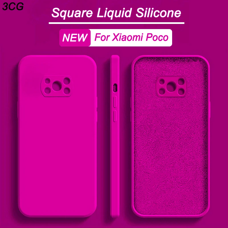 

3CG Liquid Silicone Original Square Phone Case For Xiaomi Redmi 11 10S 10 9S 9 Pro Max For Poco X3 NFC F3 GT M3 M4 Pro 5G Cover