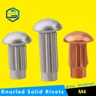Рифленые Твердые заклепки, кнопка, круглая головка, рифленый хвостовик, твердая заклепка для таблички с именем бирки GB827, алюминий, медьлатунь M4