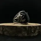Модное индивидуальное винтажное мужское кольцо в виде насекомого скорпиона с черным камнем