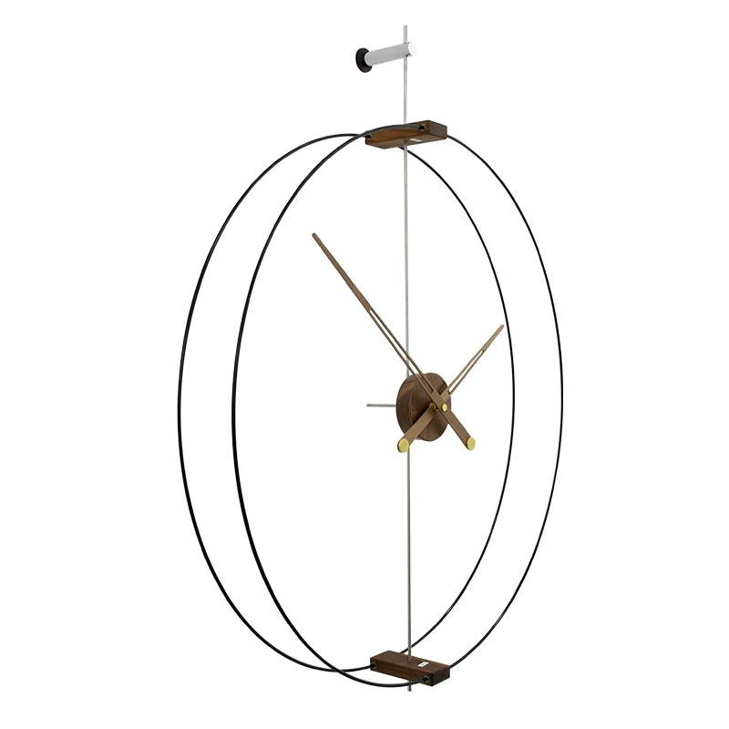 

Spain Large Wall Clock Modern Design Nordic Luxury Wood Wall Watches Home Decor Silent Gold Metal Copper Clocks Living Room Gift