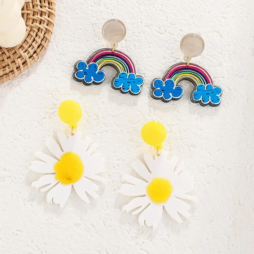 Модные Акриловые радужные серьги для женщин прочные каплевидные с вырезами