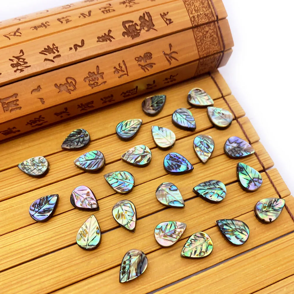 

3pcs/package Straight Hole Leaf-shaped Natural Abalone Shell Loose Beads Colorful Carving DIY Fashion Jewelry Necklace Gifts