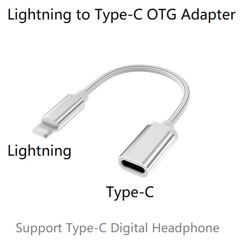 

Lightning Male to USB-C Female OTG Adapter for iPhone 11 Pro Max Xs ,Xr,iPad Air,iPod Support type-C Cable Digital Headphone DAC