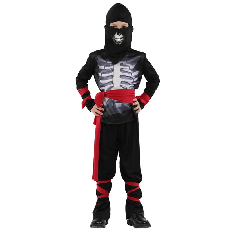 Детский костюм Скелетон ниндзя для мальчиков на Хэллоуин карнавальный Пурим