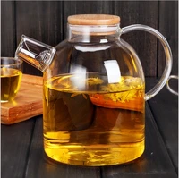 1pc high resistant borosilicate glass water bottle large capacity filtration teapot flower pot with bamboo lid can be on the gas