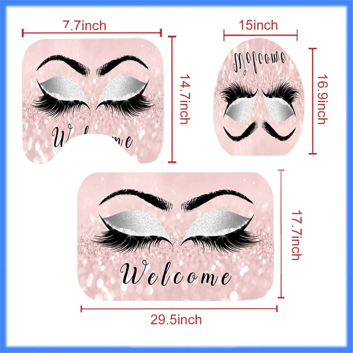 Набор ковриков для ванной накладка на крышку унитаза Нескользящий Впитывающий