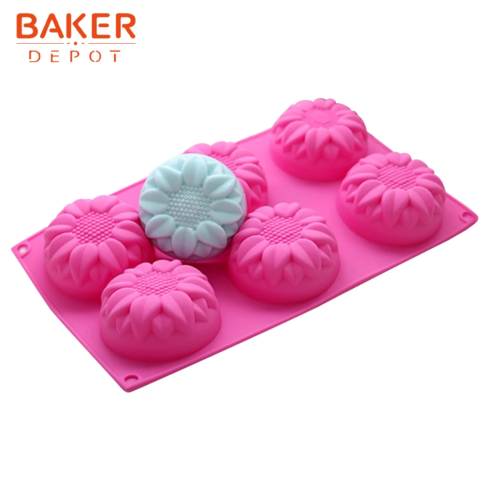 6 решеток Подсолнух ручная работа формы для мыла силиконовая форма торта желе