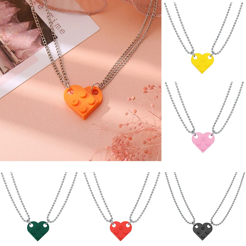 2 шт. цепочка с кулоном в виде сердца и кирпича |