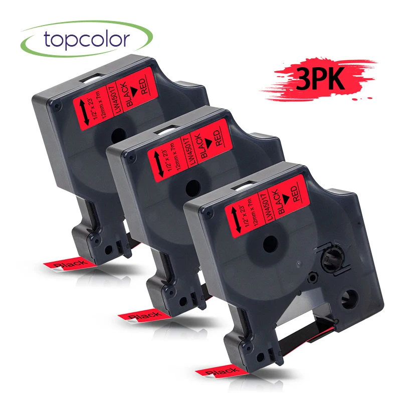 Topcolor 3PK 45017 12 мм Этикетка ленты заменить производитель Этикеток Dymo черный на