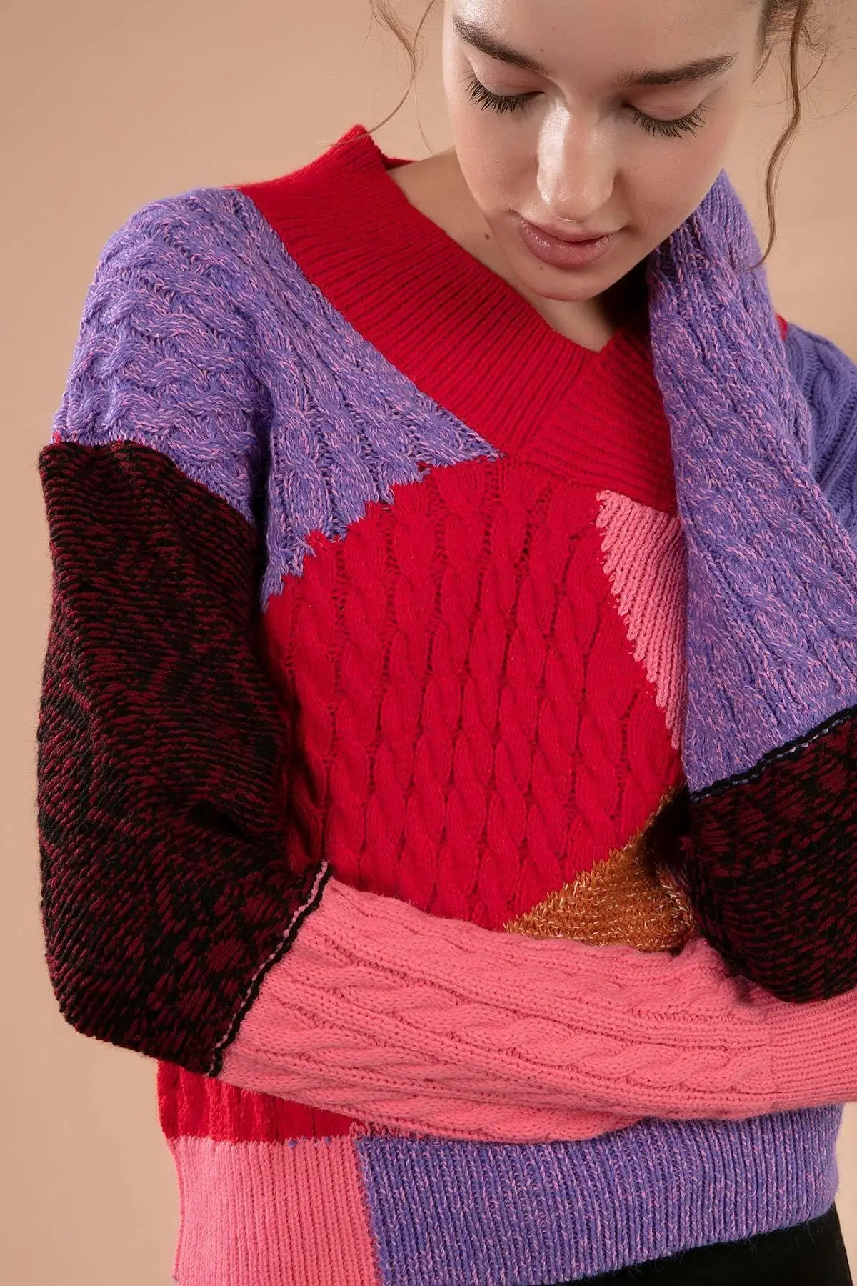 

Twisted V Neck Sweater Female Muller Comfortable Use Sport Stylish