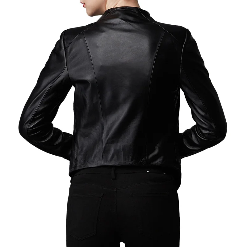 

Brand Fashion Women Leather Jacket 100% Real Sheepskin Black Pink Soft Thin Female Genuine Leather Jacket Autumn M172