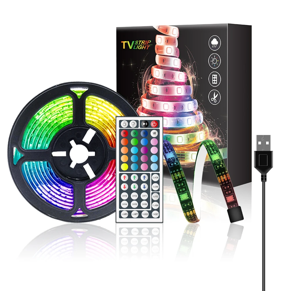 

Светильник ная лента RGB 5050 SMD 2835, гибкая лента, Светодиодная лента RGB 5 м 10 м 15 м, Диодная лента постоянного тока 5 В + пульт дистанционного управ...