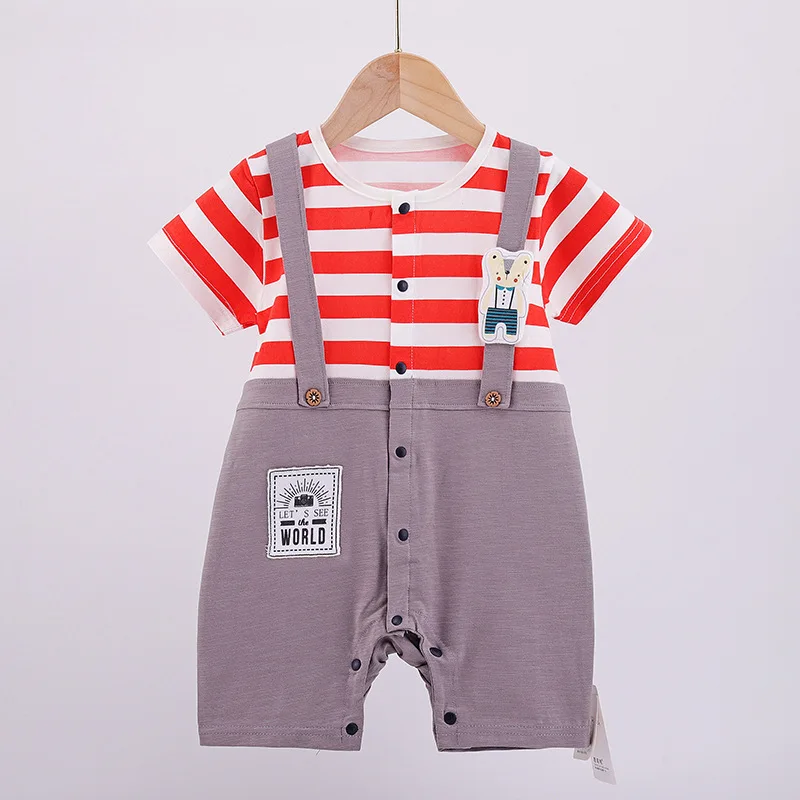 

Одежда для маленьких девочек детский летний комбинезон в стиле унисекс новорожденный короткий рукав в полоску для девочек из одного предме...