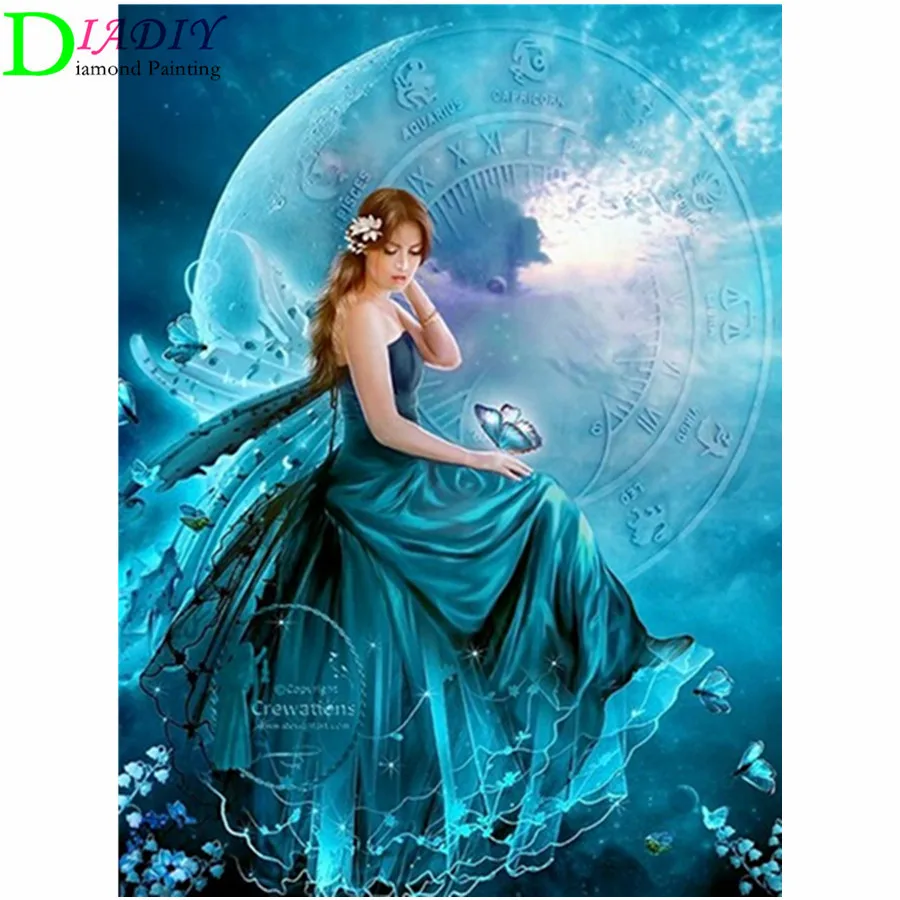 

5D DIY Diamond Painting Cross Stitch Diamond Embroidery Fantasy Moon Girl Needlework Round Home deco Christmas Diamond Mosaic