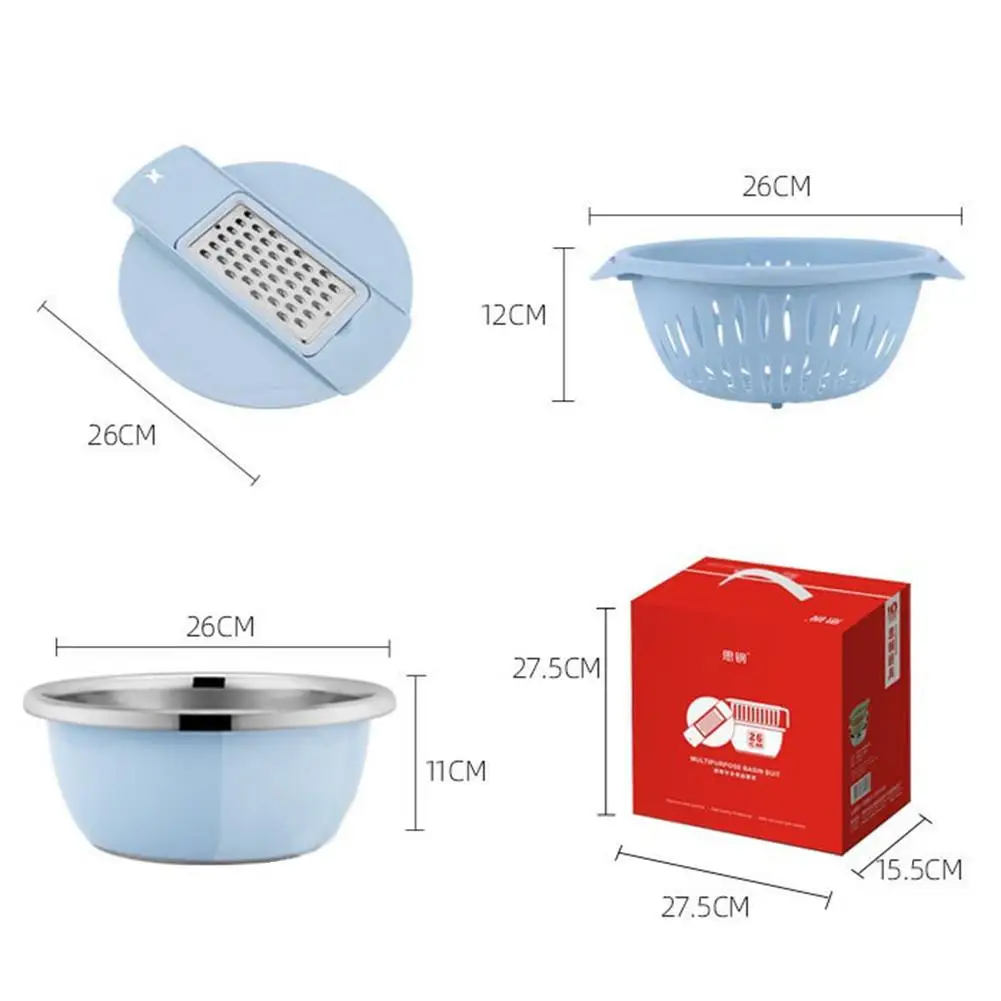 

3 In 1 Kitchen Tool Stainless Steel Drain Pot Food Chopper Vegetable Cutter Peeler Hand Held Slicer Grater Kitchen Accessories