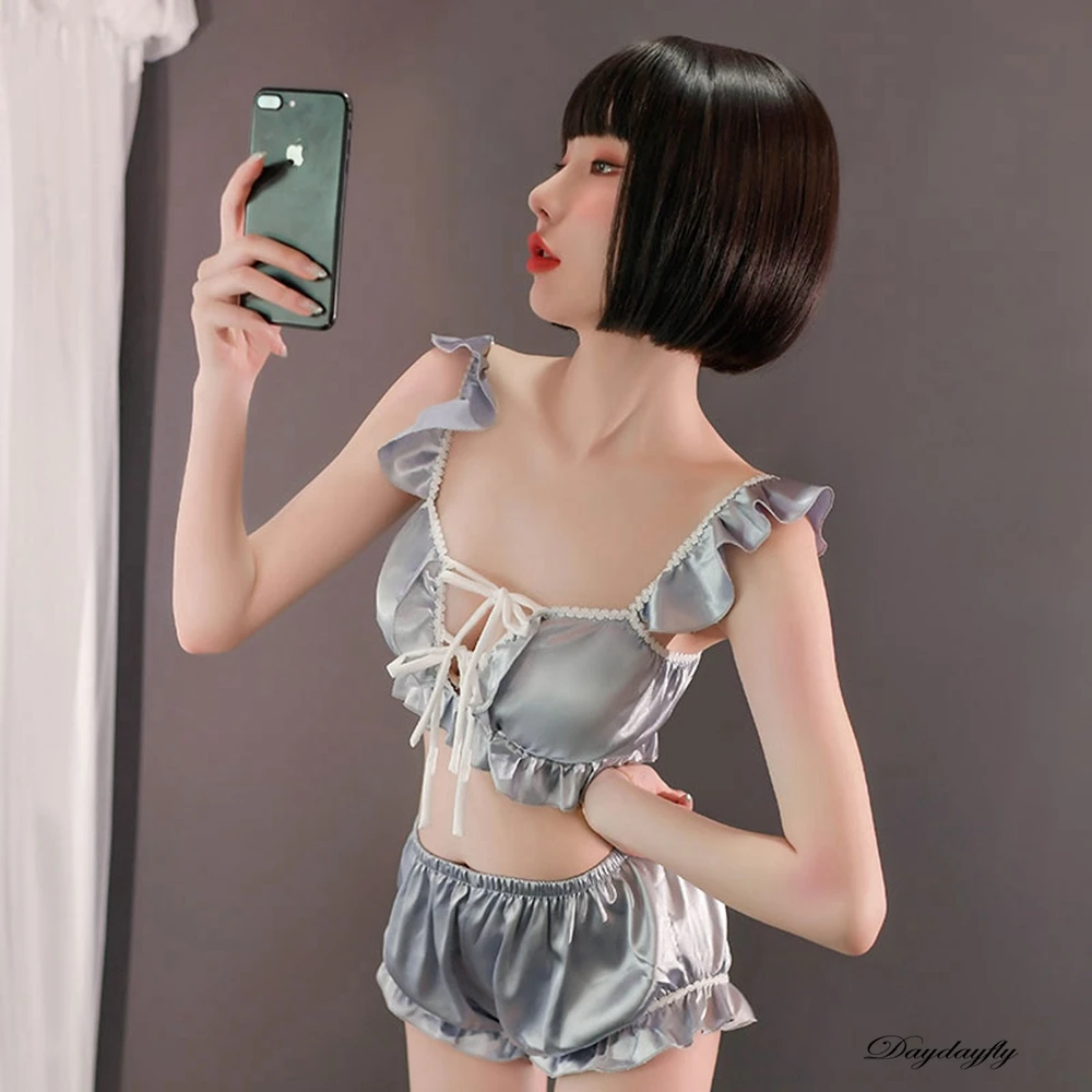 Модный атласный костюм из двух предметов короткие сексуальные наряды для женщин