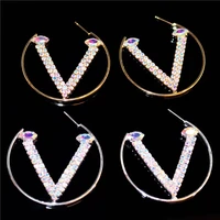 fashion new big circle v letter charming earrings personalize bridesmaids gift cute alphabet luxury earrings everyday jewelry