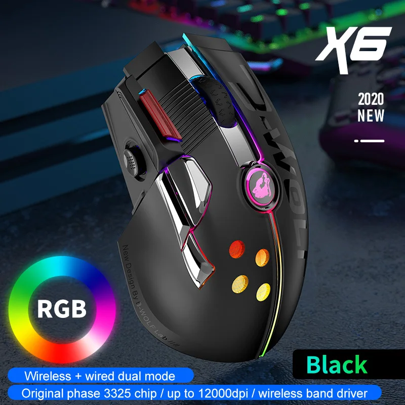 Беспроводной Перезаряжаемый игровой механический джойстик 12000 DPI 2 4G Rgb мыши