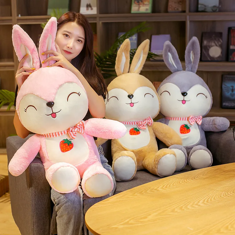 

Strawberry Rabbit Cartoon Soft Stuffed Plush Toys Long-eared Bunny Animals Birthday Gifts for Children Baby Accompany Sleep Toy