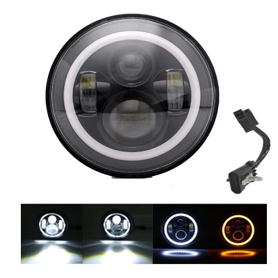 40W halo light black Круглый 7 ''мотоцикл черный проектор Moto светодиодный светильник лампа головной светильник для Harley Sportster Touring Street Glide Softail FLHXF Trike - Цвет: 40W halo light black