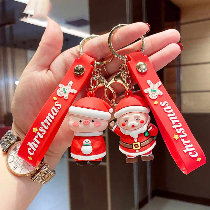 

Christmas Decoration Cartoon Cute Santa Claus Elk Snowman Keychain Soft Rubber Doll Car Keyring Bag Pendant Xmas Gift Wholesale
