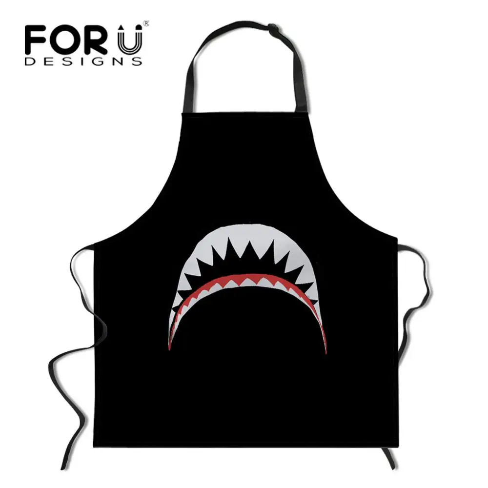 L4700R FORUDESIGNS Shark печать Регулируемый поварский фартук маслостойкий ужин вечерние выпечки Delantal для леди маникюр фартуки - Цвет: L4700R
