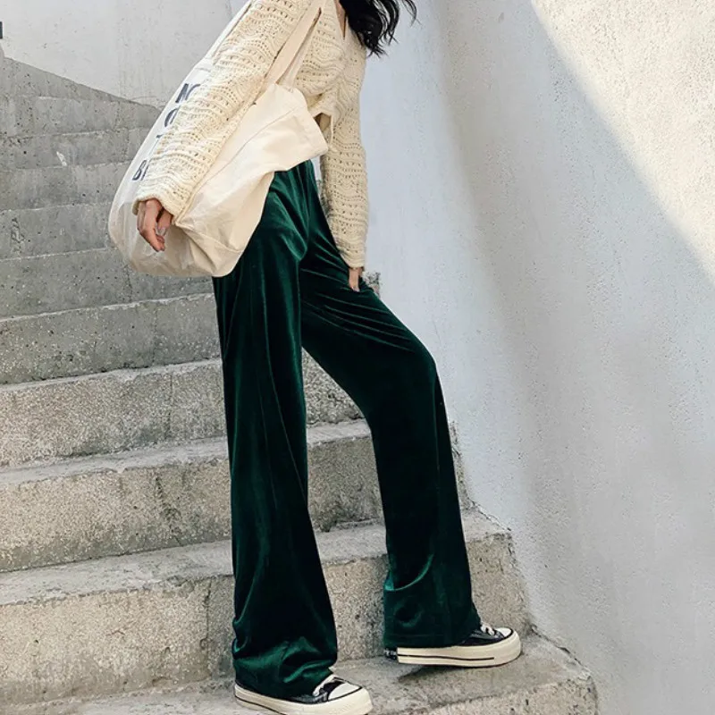 Женские широкие брюки на осень и зиму 2020 новые мягкие повседневные однотонные с