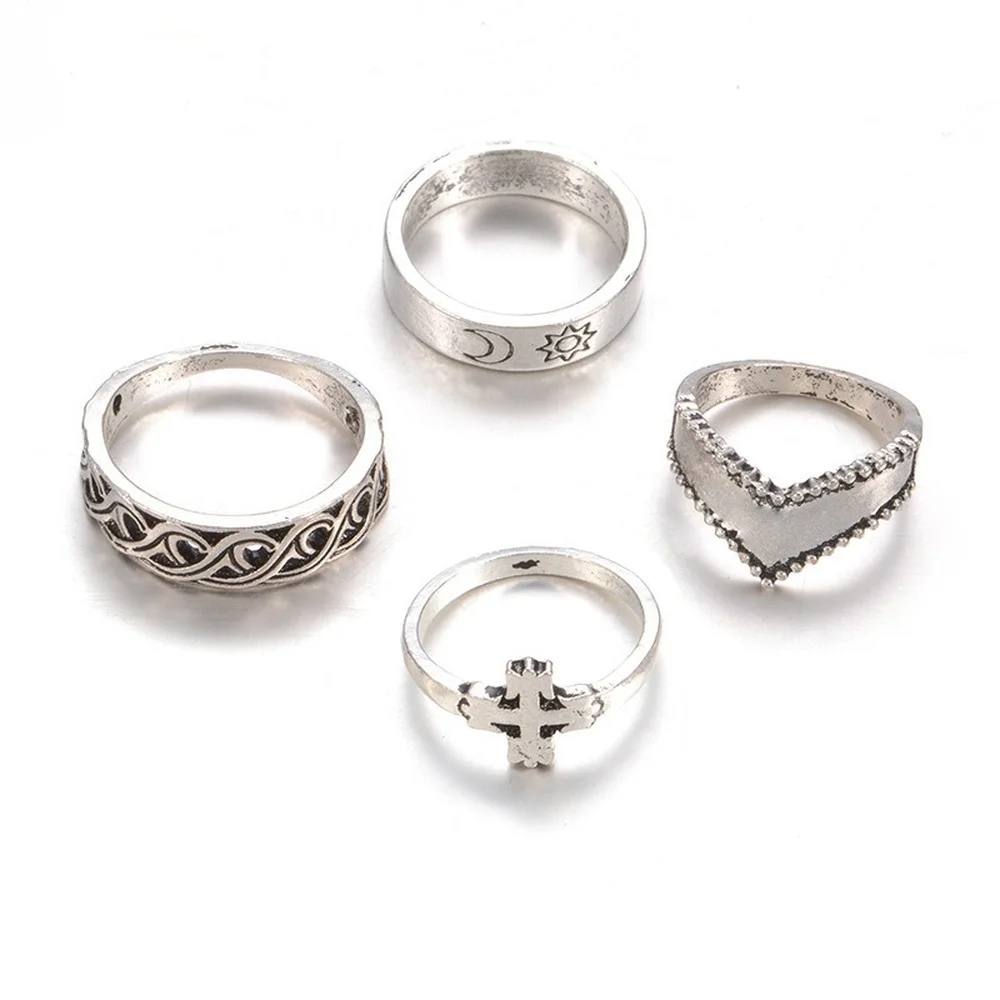 

Vintage Ring Set Man Diamond Arrow Cross Beauty Portrait Personality Ring Grunge Gothic Mens Rings For Women Jewelry Wholesale