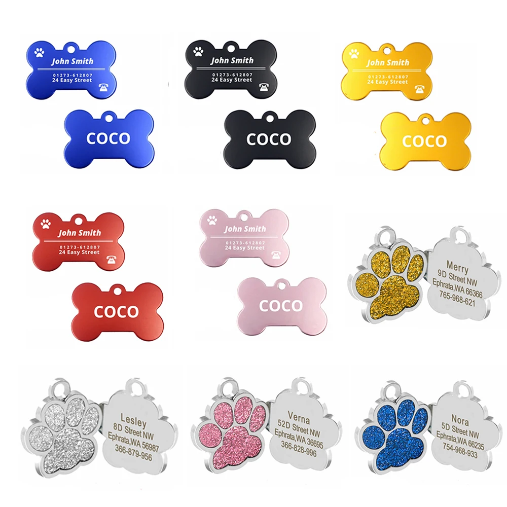 Pet ID Tag Personalized Dog Tags Engraved Name Tag for Dogs Cat Puppy Pets ID Name Collar Dog Nameplate Pet Accessories Bulldog images - 6