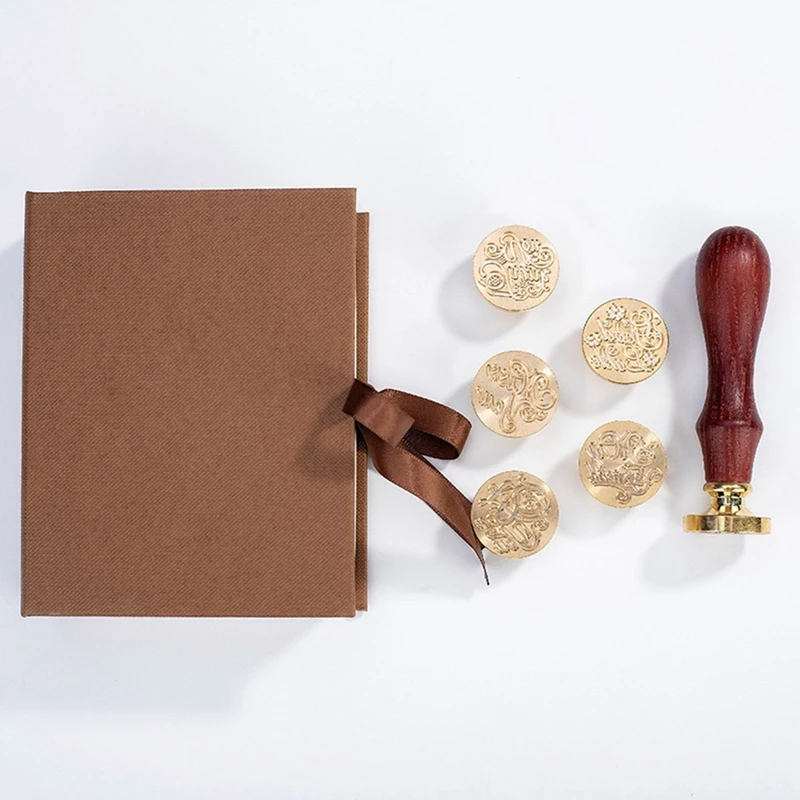 

European Style Retro Lacquer Seal Wax Seal Simple Set 1 Single Chapter + 5 Copper Head Stationery Sets