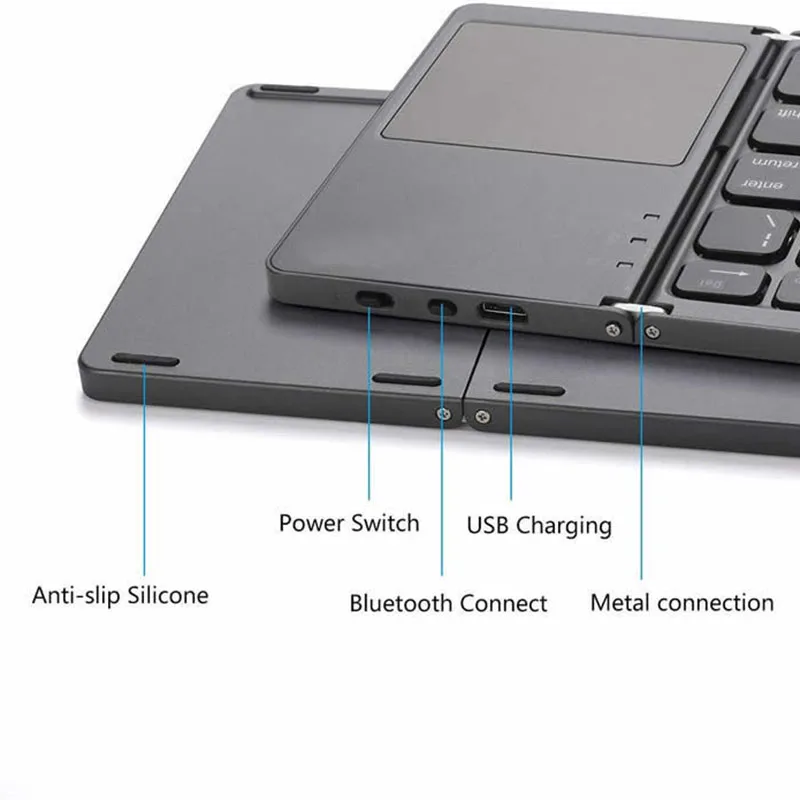 

B033 Foldable Bluetooth Wireless Keyboard with Touchpad Universal & USB Wired Rechargeable Mini Wireless Keyboard
