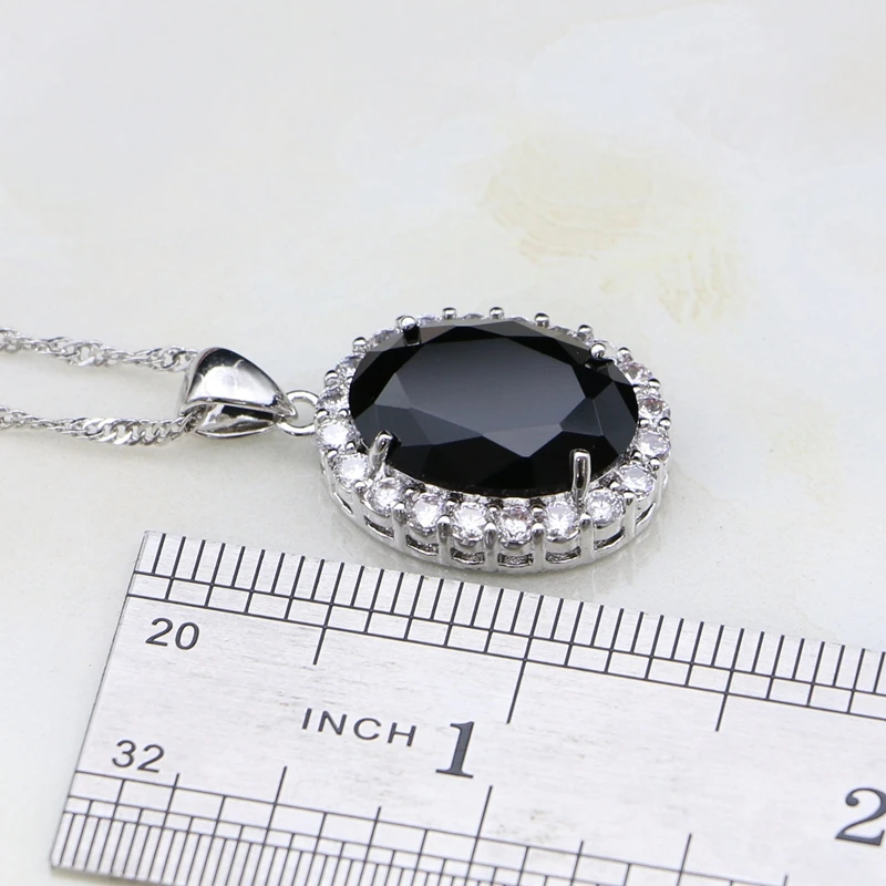 925 серебро ювелирные изделия черный кубический цирконий Белый CZ Свадебные