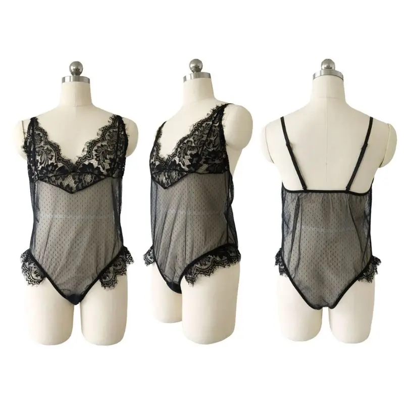 Женское Сетчатое боди большого размера цветочный кружевной прозрачный
