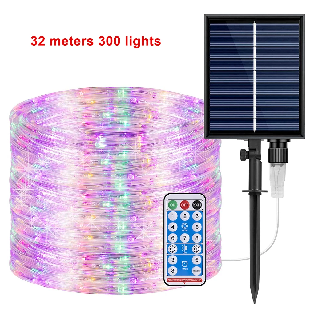 

Уличная Светодиодная лента на солнечной батарее, 32 м, 100/300 светодиодный для ландшафта, двора, дорожек, яркая праздвечерние ПА на солнечной ба...