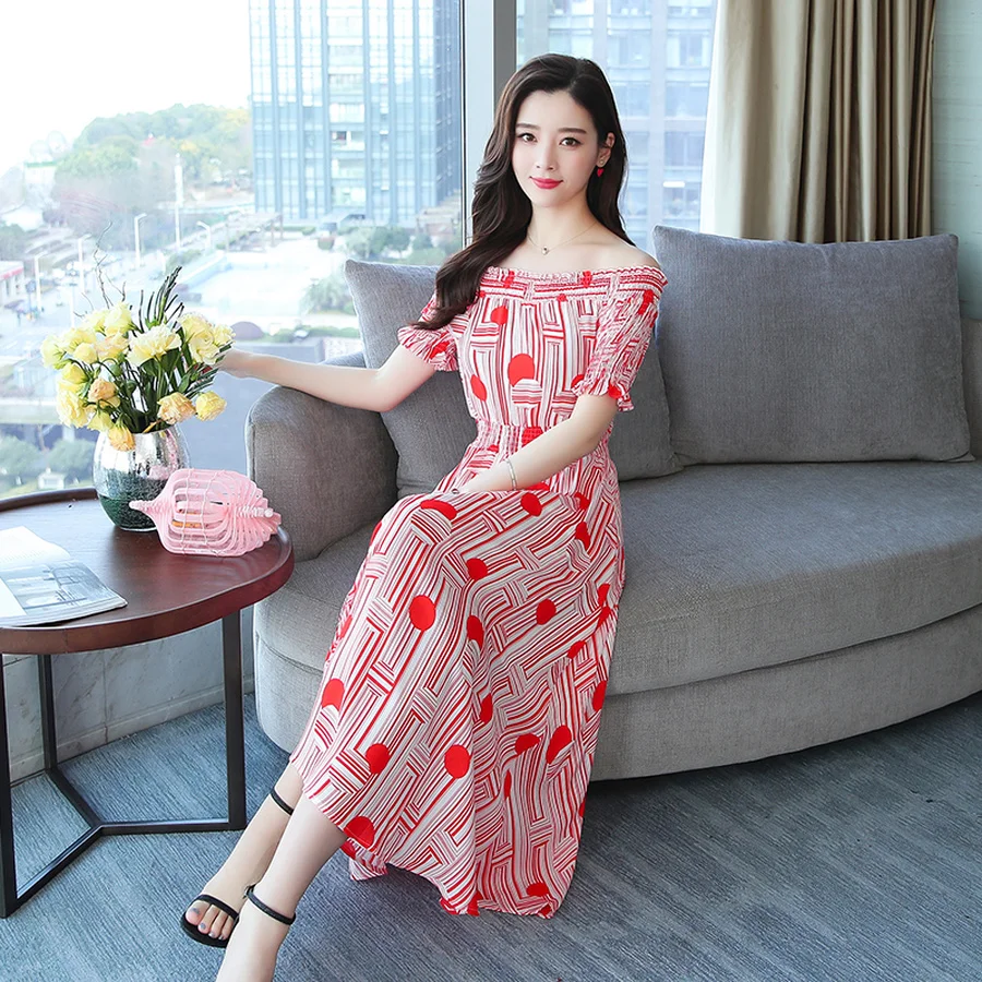 Летние винтажные размера плюс Бохо миди платье 2021 новый принт шифоновое пляжное