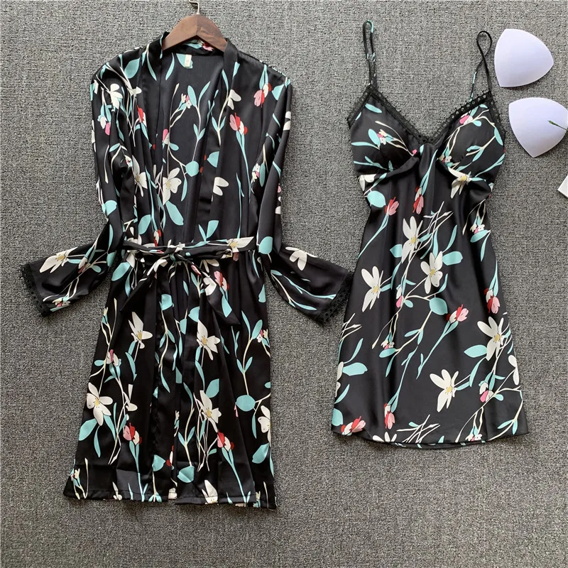 

Ночная рубашка Foply Женская кружевная, комплект из двух предметов, пикантная модная Домашняя одежда, с кружевными рукавами