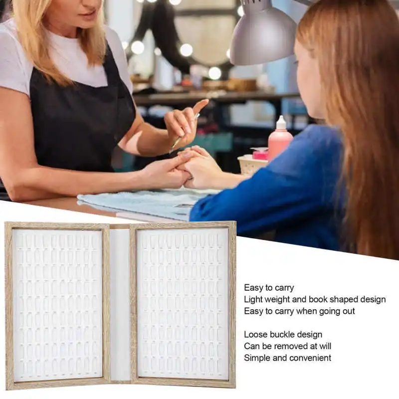

180 Grids /1 Set Wood Nail Art Card Book Nail Polish Display Book False Nail Tip Display Color Card Book