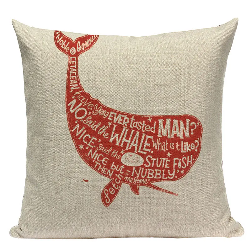 Морских животных набивная льняная Подушка Чехол КИТ тропический рыба Чехлы Средиземноморский декоративные