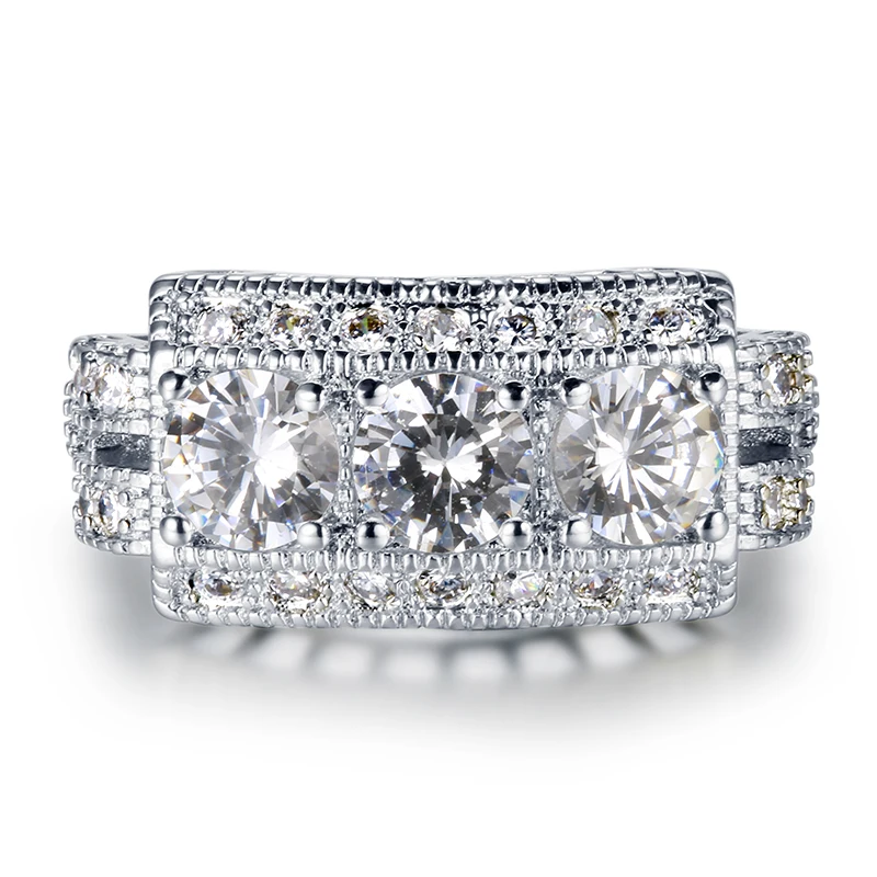 Женское кольцо с топазом Vinregem свадебное из стерлингового серебра 925 пробы белым