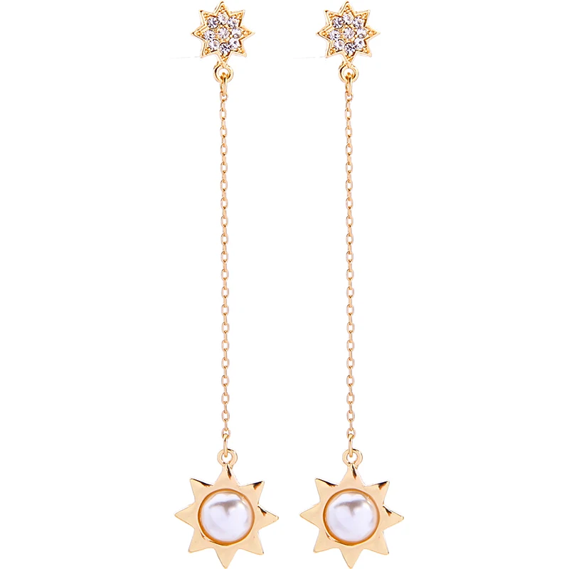 $ 1Sun висячие серьги с акриловым жемчугом золотого цвета длинные для женщин модные