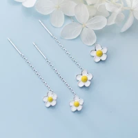 colusiwei 925 sterling silver long chain dangle earrings for women enamel frangipani flower drop earring fashion fine jewelry
