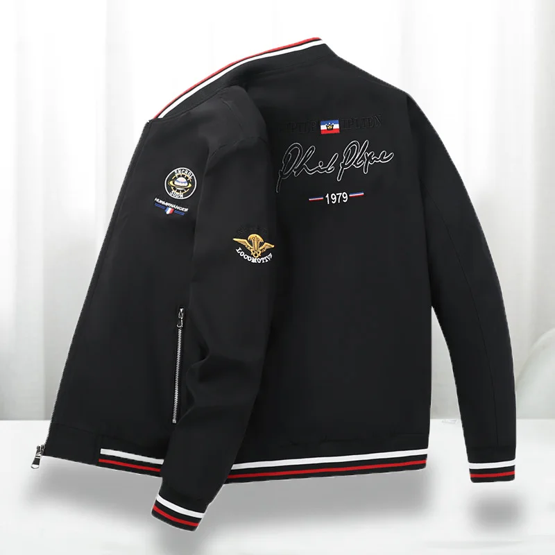 Куртка мужская с вышивкой надписью брендовая модная уличная одежда в стиле