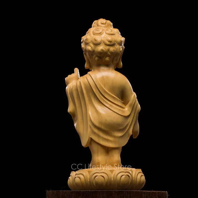 

Carved Wood 10CM Wood Buddha Statue Atistic Shakyamuni Craft Bodhisattva Car Character Wood Home Decoration