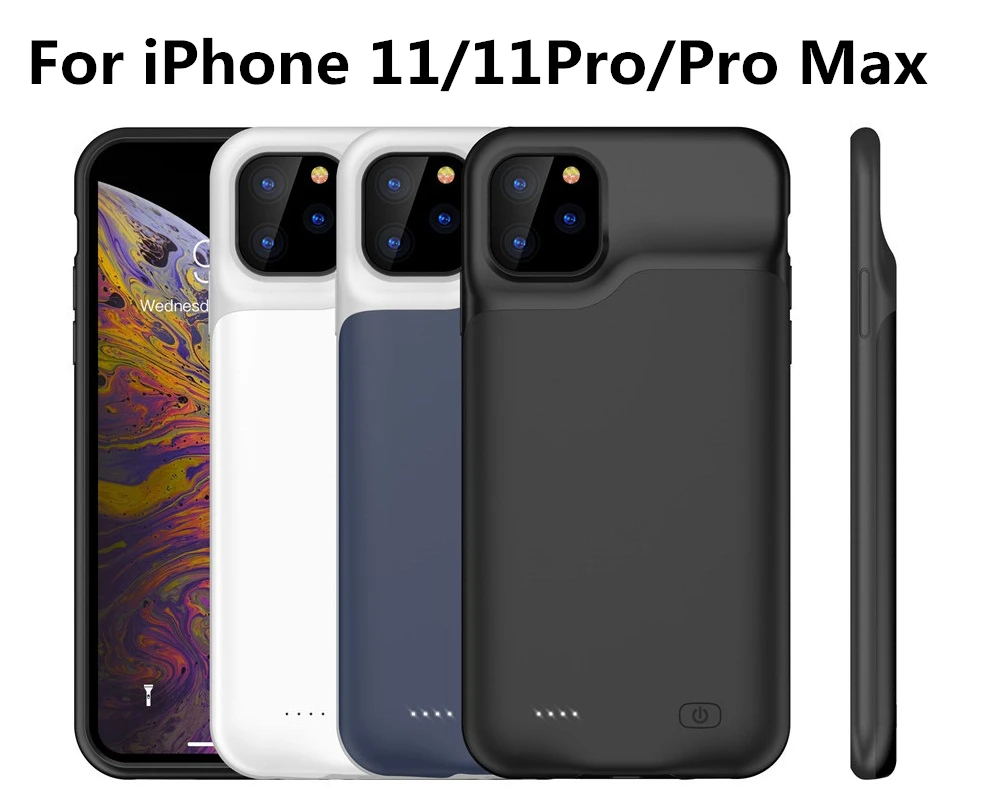 Тонкий силиконовый ударопрочный чехол с внешним аккумулятором на 10000 мАч для iPhone